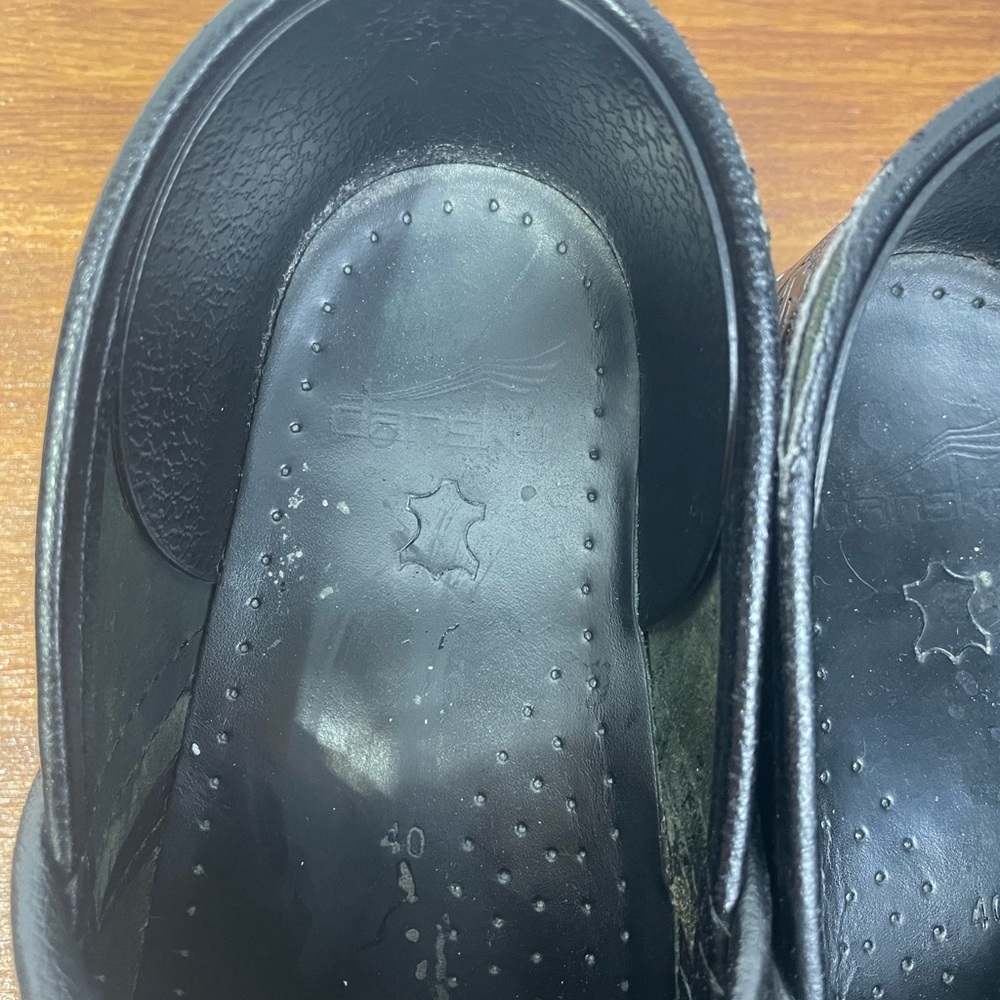 Dansko Black Professional Clog Tooled Leather Emb… - image 7